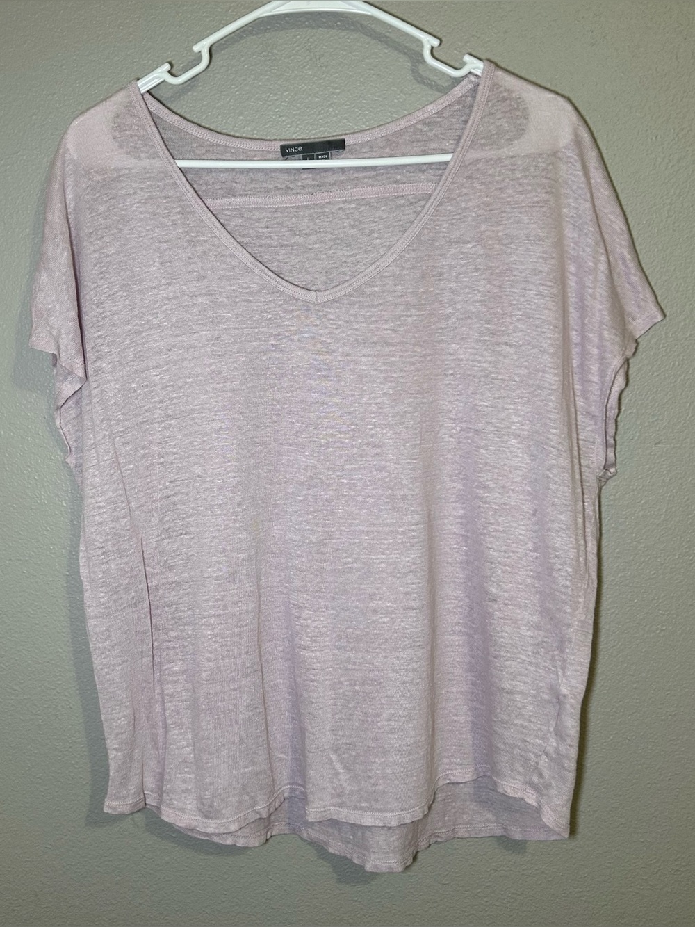 Vince 100% Linen Boxy V Neck Short Sleeve Blouse Top Women’s Size Large - Picture 1 of 8